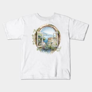 French Riviera Window View Kids T-Shirt